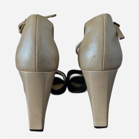 ❌SOLD❌Vintage Chanel Black/Beige Chain-link T-Strap Sandals Size EU 37 - Picture 13 of 16